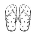 Flip flops with polka dot. Isolated on white background vector doodle design. Hand drawn illustration.